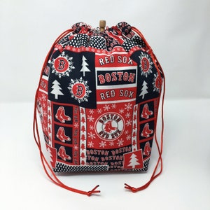 OFERTA - Bolsa de crochet con cordón para proyectos de tejido de béisbol de los Boston Red Sox para Navidad y vacaciones de invierno