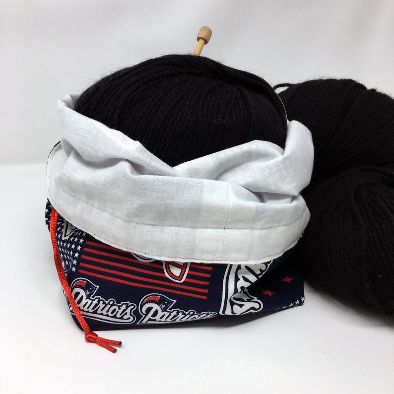 New England Patriots Drawstring Knitting Crochet Project Bag HOLIDAY SALE