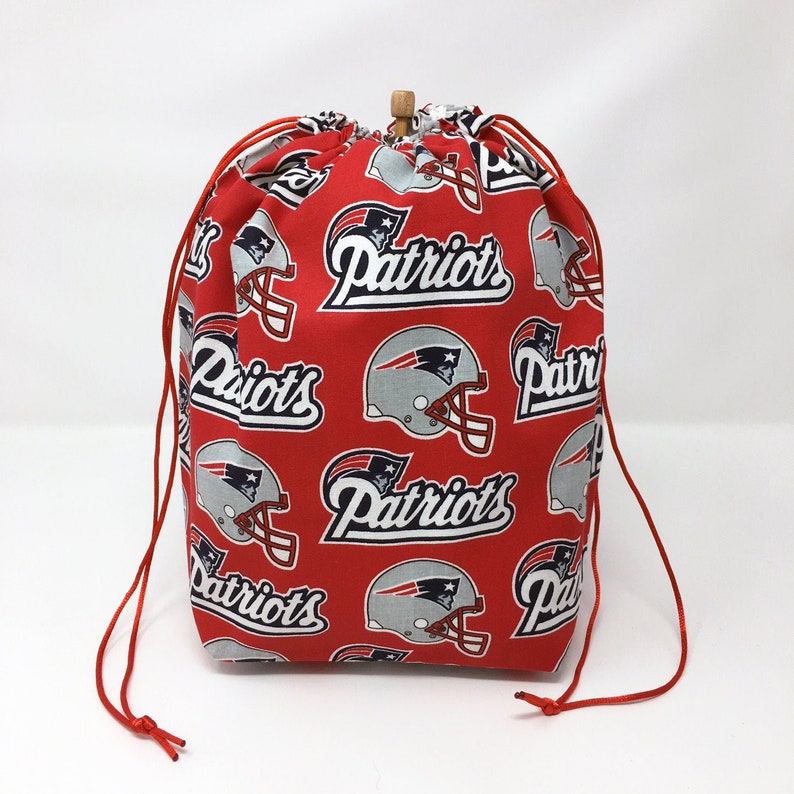 MOVING SALE New England Patriots Drawstring Knitting Crochet Project Bag image 1