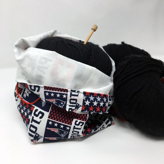 New England Patriots Drawstring Knitting Crochet Project Bag HOLIDAY SALE