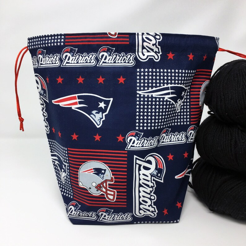 New England Patriots Drawstring Knitting Crochet Project Bag HOLIDAY SALE
