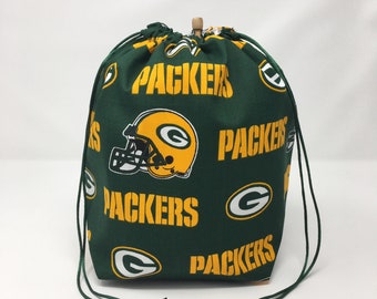MOVING SALE - Green Bay Packers Drawstring Crochet Knitting Project Bag