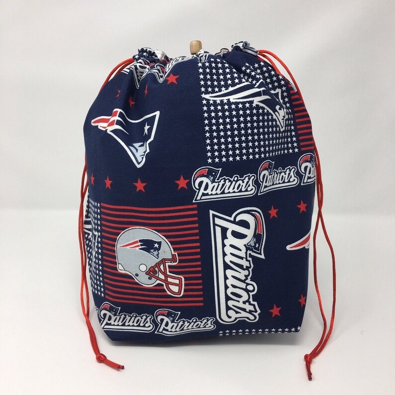 New England Patriots Drawstring Knitting Crochet Project Bag HOLIDAY SALE
