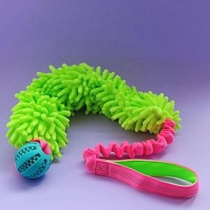 Colorful Dog Training Toy, Agility Tug Toy, Bungee toy with mop and ball