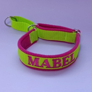 Personalized Martingale Slip Lead Collar with Dog Name Embroidery, Soft Fleece Lined Custom Collar, Gift for Dog