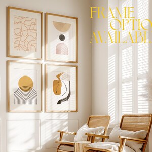 Inviting Living Room Mockup 4 Set, Warm Interior Wall Art Mock-up, Sunlit Oak Border Frame Gallery Mockups A Size Vertical PSD Portrait