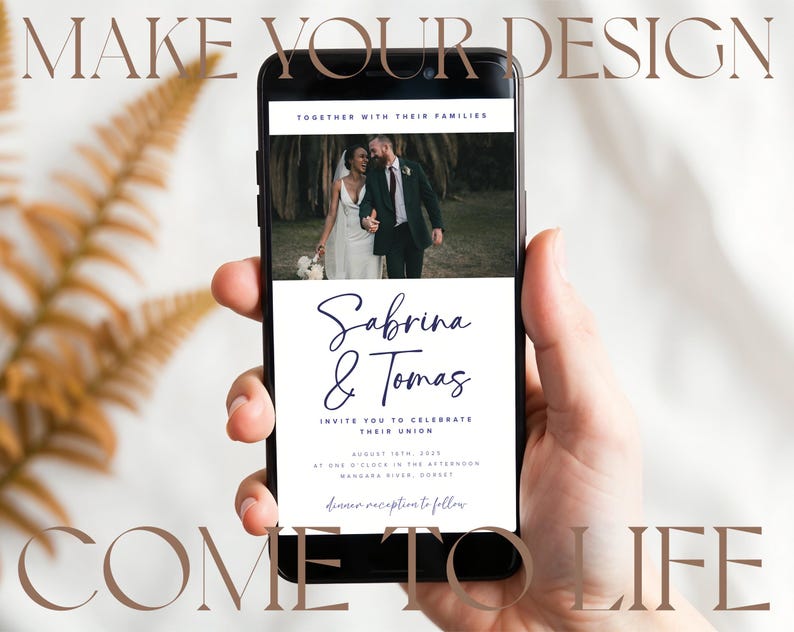 Boho CellPhone Invitation Mockup Wedding E-invite Card