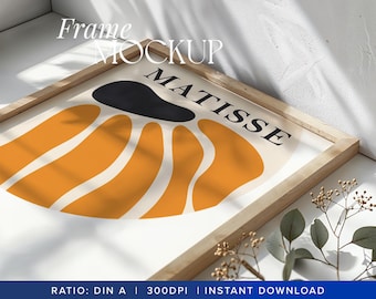 Vertical Poster Mockup Close Up Detail Mockup Minimal Interior Canvas Wooden Portrait Mock Up DIN A Ratio PSD Photoshop Photopea Template