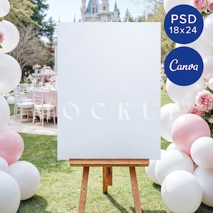 18 x 24 welkomstbord schildersezel bruids douche zomer bord roze partij ballon babyshower evenement display bruiloft decor aanpassen portret stand mockup