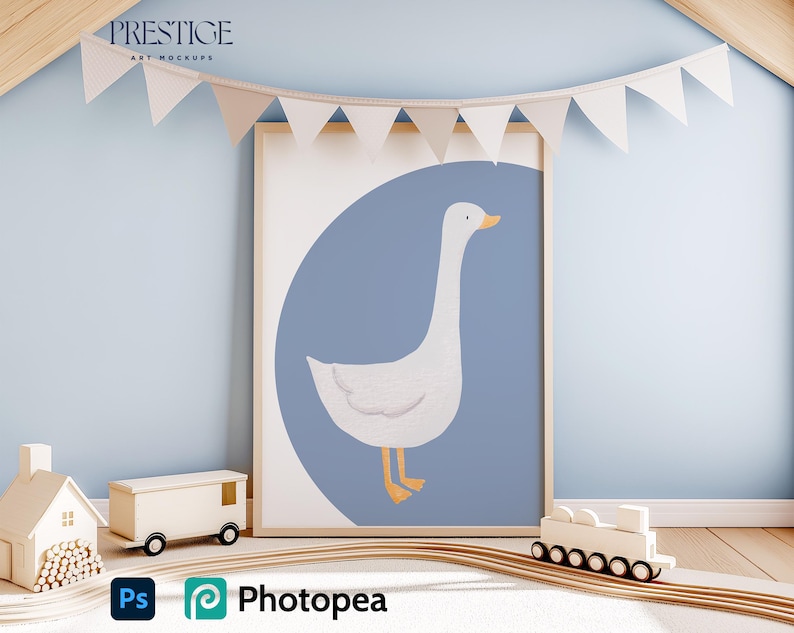 Nursery Brown Wooden Frame Mockup