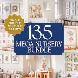 Bundle Mockup Kinderzimmer Rahmen Holz Bilderrahmen Wand Kunst Mockup Mega Bundle Kinderzimmer Dekor Smart Layer PSD Kind Weltraum Druck Porträt Leinwand