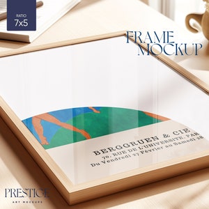 Close Up Mockup Frame Floating Canvas Mock-up 7x5 Ratio Picture Smart Layer PSD Minimal Flat Lay Mock up Rustic Warm Light Editable Artwork