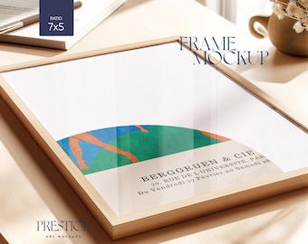 Close Up Mockup Frame Floating Canvas Mock-up 7x5 Ratio Picture Smart Layer PSD Minimal Flat Lay Mock up Rustic Warm Light Editable Artwork