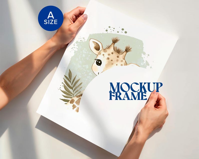 Nursery Poster Mockup With Person Unrolled Blank A3 White Paper CloseUp of Hands Unframed A4 A3 Smart Object Template Realistic Flat PSD