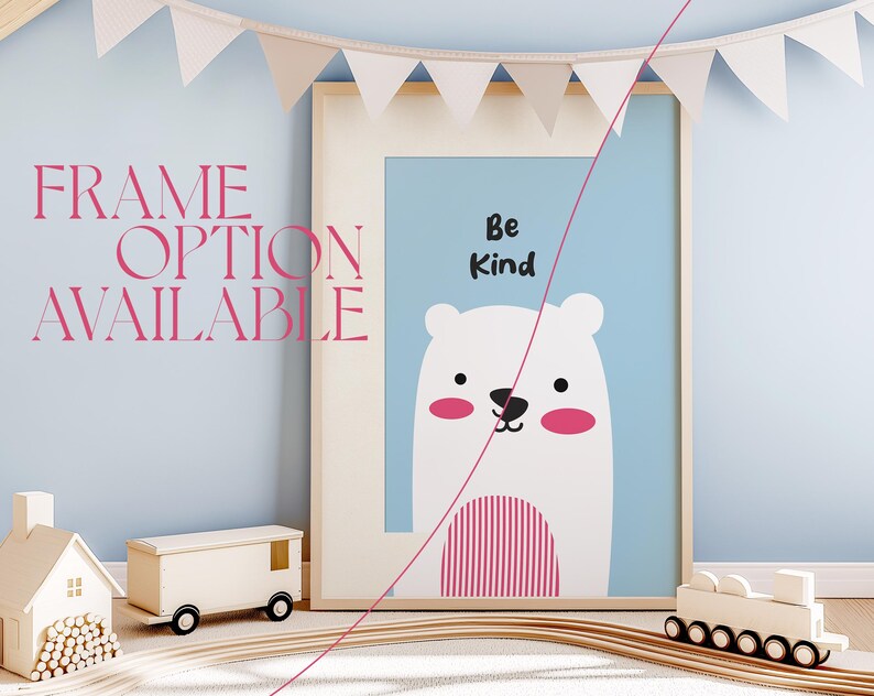 Nursery Brown Wooden Frame Mockup Minimal Scandinavian Kids Boys Room Interior Mock up Modern Playroom Blue Wall Child Space Pastel Tones A2