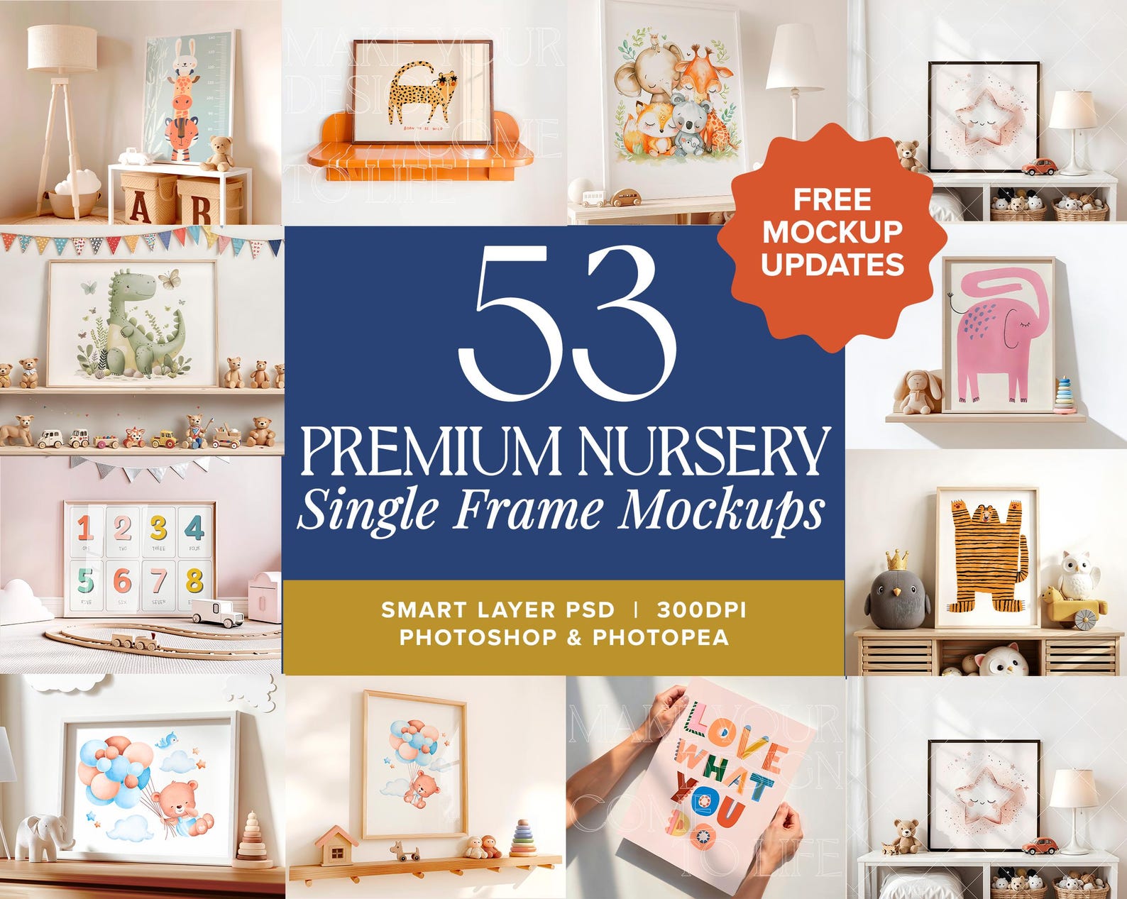 Nursery Frame Mockups Bundle 30 Frames Set PSD Bundle Mockup DIN A Size ...