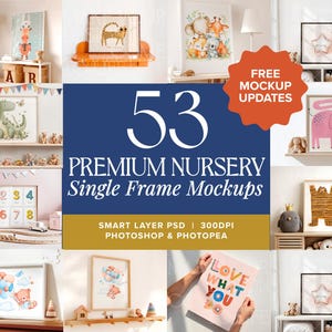 Paquete de 30 maquetas de marcos para guardería, maqueta PSD, tamaño DIN A, 4x3, 5x4, marcos de madera temáticos, maquetas de retratos espaciales para niños.