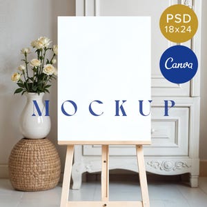 Letrero de bienvenida de 18 x 24 pulgadas, caballete para despedida de soltera, baby shower, exhibición minimalista para eventos, decoración para recepción de boda, maqueta de tarjeta de retrato personalizada
