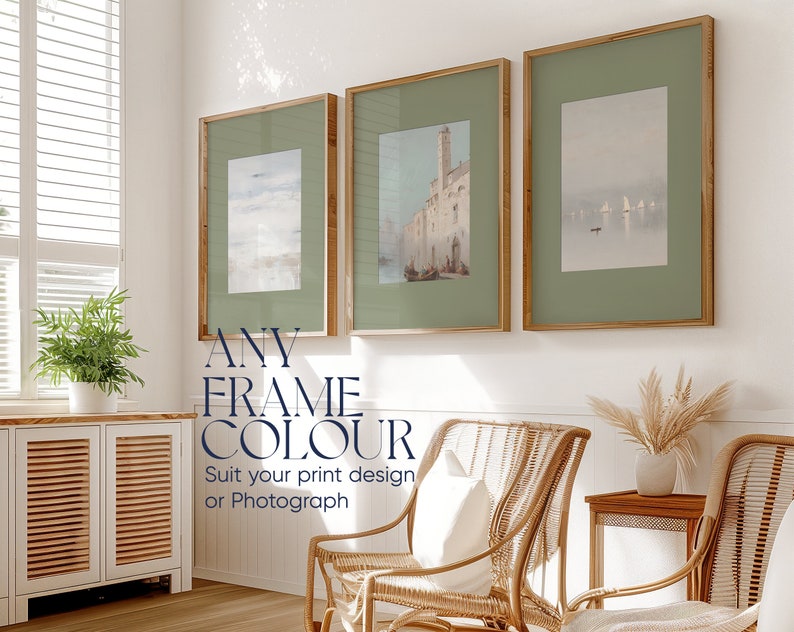 Living Room Mockup Frames 3 Set Home Interior Wall Art Mock-up Three Brown Frame Gallery Mockups A2 5x7 Size Ratio Vertical PSD Realistic