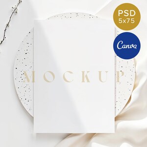 Cream Bridal Shower Mockup Invitation 5x7 Clean White Wedding Mockup Minimal Baby Shower Template Portrait Greeting Card Mockup Stationary