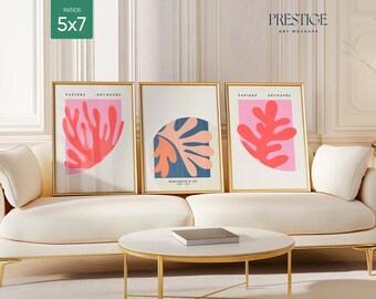 Frame Mockup 3 Set Mockups, Three Elegant Gold Border Frames,  Sunny Living Room Interior, Neutral Lighting Mockups, 5x7 Portrait PSD Canvas
