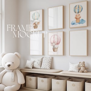 Juego de 6 marcos de maquetas para habitación de bebé, galería de pared para sala de juguetes, DIN A4, A2, ISO 5x7, marco de pared interior minimalista para niños, maquetas PSD verticales para habitación de niños