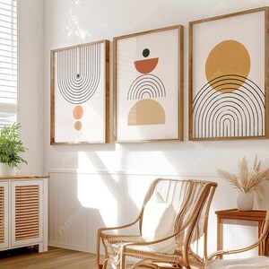 Living Room Mockup Frames 3 Set Home Interior Wall Art Mock-up Three Brown Frame Gallery Mockups A2 5x7 Size Ratio Vertical PSD Realistic