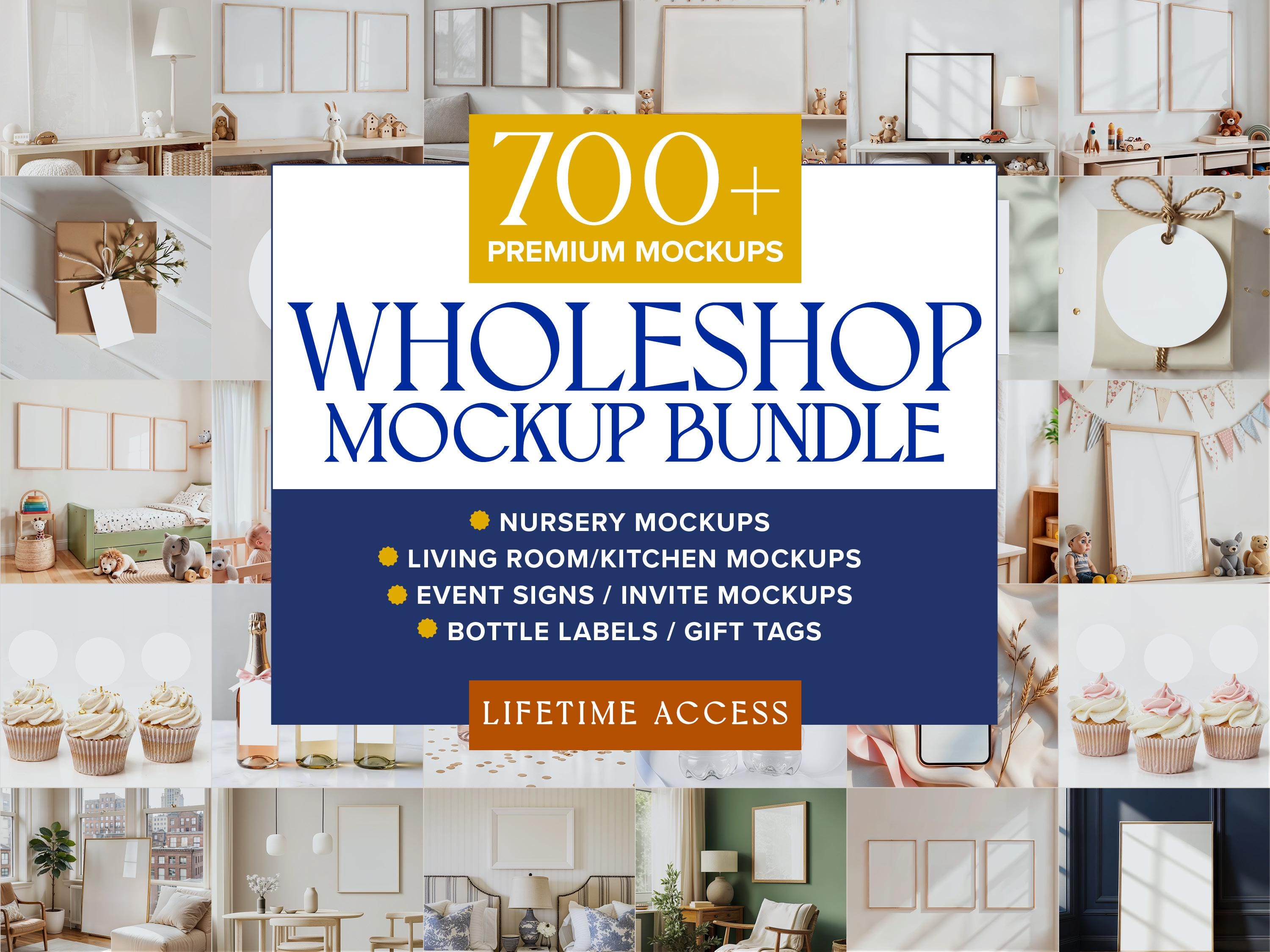 Whole Store Bundle Mockup Baby Shower Decor Mega Shop Collection Wedding Event Stationary Wall Art Nursery Kid Space Gallery Living Room PSD