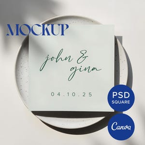 Vierkante kaart mockup bruids douche 5 "x 5" uitnodigen moderne huwelijksuitnodiging PSD babyshower canva feestdecor verjaardag stationair slim object