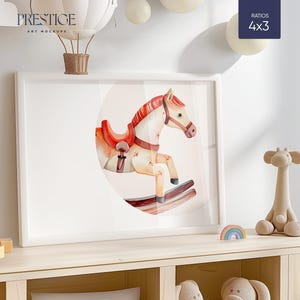 Maqueta de marco blanco para guardería, maqueta de interior de habitación infantil minimalista, sala de juegos rústica moderna, pared color crema, espacio para niños, 4 x 3, DIN A2, A4, ISO, PSD horizontal