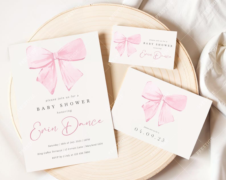 Boho Wedding Suite Mockup Baby Shower 5x7 Invitation RSVP 5x3.5 Diaper Raffle Card 3.5x2 Mockup Stationary Set of 3 Thank You Card PSD Canva