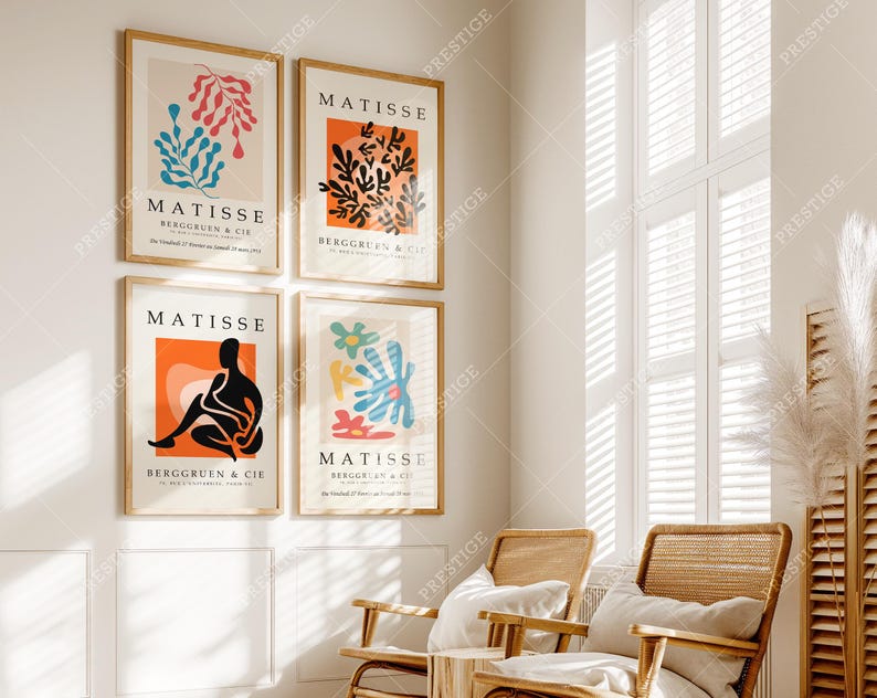 Inviting Living Room Mockup 4 Set, Warm Interior Wall Art Mock-up, Sunlit Oak Border Frame Gallery Mockups A Size Vertical PSD Portrait