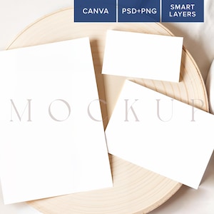Boho Wedding Suite Mockup Baby Shower 5x7 Invitation RSVP 5x3.5 Diaper Raffle Card 3.5x2 Mockup Stationary Set of 3 Thank You Card PSD Canva
