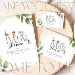 Boho Wedding Suite Mockup Baby Shower 5x7 Invitation RSVP 5x3.5 Diaper Raffle Card 3.5x2 Mockup Stationary Set of 3 Thank You Card PSD Canva
