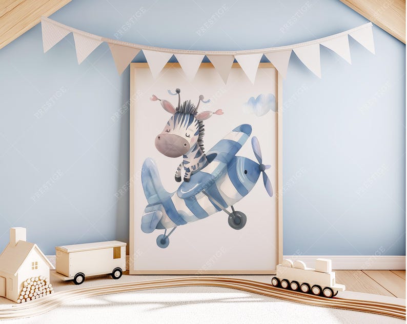 Modern Playroom Blue Wall Child Space Pastel Tones A2