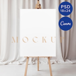 Letrero de bienvenida de 18 x 24 pulgadas, caballete para despedida de soltera, letrero para baby shower, exhibición de eventos, decoración para recepción de bodas, maqueta de tarjeta de retrato personalizable, soporte de lienzo