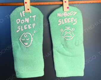 Unisex Baby Shower Gift, "Nobody Sleeps", Cute Baby Socks, Fun Baby Shower Gifts for Mom Dad, Cute Gift Socks for Newborn, Baby Gift