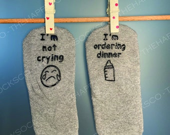 Unisex Baby Shower Gift, "Ordering Food" Socks for Baby, Cute Baby Socks, Fun Baby Shower Gifts for Mom Dad, Cute Gift Socks for Newborn