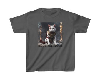 Kinder-T-Shirt aus schwerer Baumwolle mit Katze Kratos