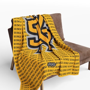 CUSTOM College or University Logo Velveteen Plush Blanket | Personalized Blanket | Dorm Decor | College Merch | Dorm Room | Free Shipping
