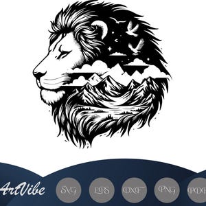 Lion SVG & PNG,  Lion Clipart, Lion Face Vector Image, Roaring Lion Head Svg, Lion Silhouette, Lion Head Svg, Sublimation Design