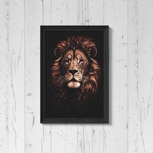 Lion Digital Art, Roaring Lion Art Print, Fierce Lion Wall Decor, Bold Animal Artwork, Fiery Lion Poster, Abstract Lion Design