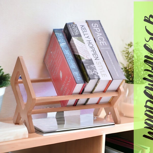 Wooden Desktop Bookshelf, Wooden Bookshelf Holder for Desk, Wooden Book Storage Rack, Handmade Tabletop Bookshelf