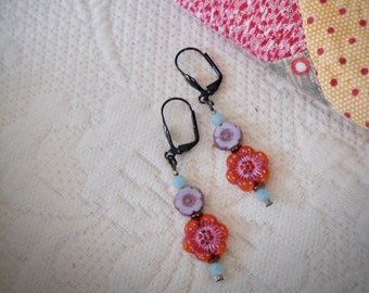 Cute Czech Bead Earrings || Czech Bead Necklace || Springtime Jewelry || Czech Glass Beads || Shabby Chic Jewelry