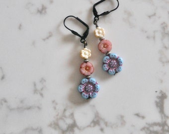 Super Cute Czech Bead Earrings/OOAK Jewelry/Bohemian Jewelry/Shabby Chic Jewelry/Czech Bead Jewelry/Gifts for Her/Mother's Day Gift