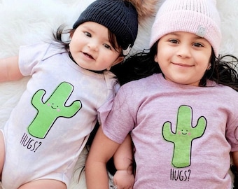 Purple Saguaro Cactus Hug Tee Shirt New Baby Toddler Kawaii Cute Gift Children’s Gender Neutral Girl Boy TShirt  - Organic Clothes