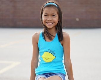 Turquoise Blue Extra Sour Lemon Tank Top 8Y 10Y 12Y ON SALE