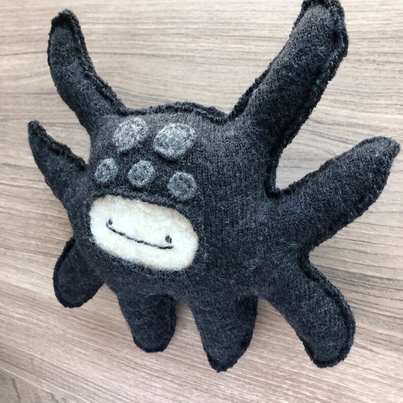 Spider Strange Foo Recycled Wool Sweater Plush Sighfoo Stuffie Softie Plushie Stuffed Creepy Art Doll Handmade Toy image 2