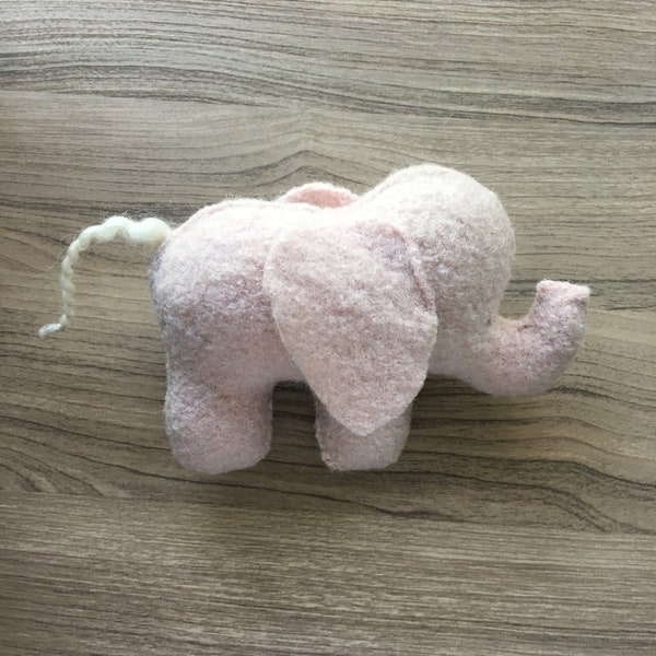 Pink Elephant - Recycled Wool Plush Toy