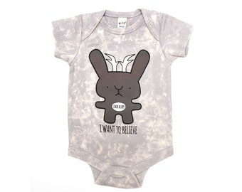 Silver Acid Wash Jackalope Unisex Baby Infant One Piece, Bodysuit, Southwestern, Western, Kawaii, Cute, Funny